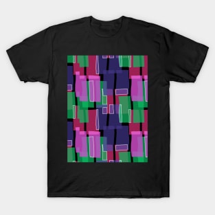 Colorful Indigo Mid Century Modern 60s Style Geometric Cut Outs Pattern T-Shirt